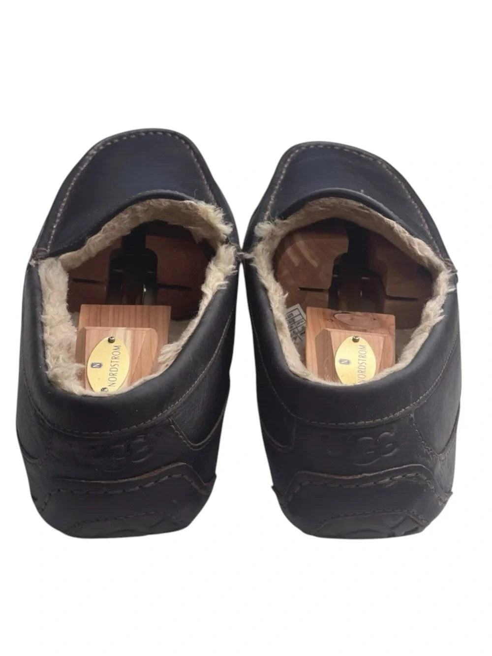 UGG 𖤐 Ascot Fur Lined Leather Moc Slipper Loafer 𖤐 Black Brown 𖤐 12 45 𖤐 Men’s